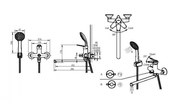 Смеситель для ванны Bravat Emeralda F6135147CP-LB-RUS, хром. Фото 2