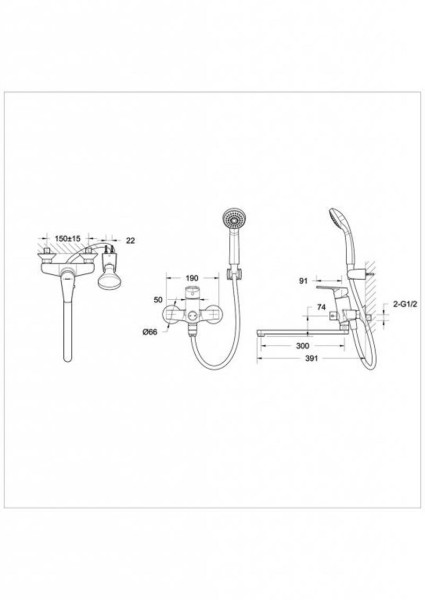 Смеситель для ванны Bravat Line F65299C-LB-RUS, хром. Фото 2