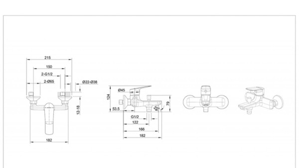 Смеситель для ванны Bravat Rhein F6429564BW-01-ENG, черный. Фото 2