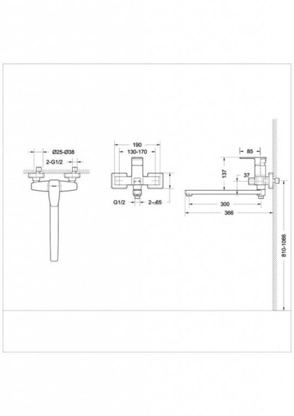 Смеситель для ванны Bravat Riffle F672106C-L, хром. Фото 2
