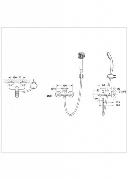 Смеситель для ванны Bravat Stream-D F637163C-B, хром. Фото 2