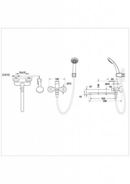 Смеситель для ванны Bravat Stream-D F637163C-LB, хром. Фото 2