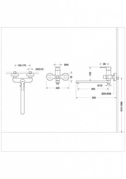 Смеситель для ванны Bravat Stream F63783C-L, хром. Фото 2