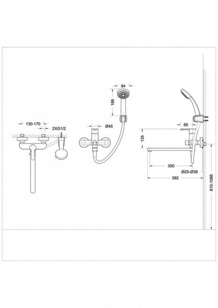 Смеситель для ванны Bravat Stream F63783C-LB, хром. Фото 2