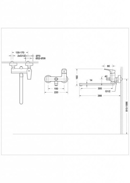 Смеситель для ванны Bravat VEGA F6119177CP-01L, хром. Фото 2