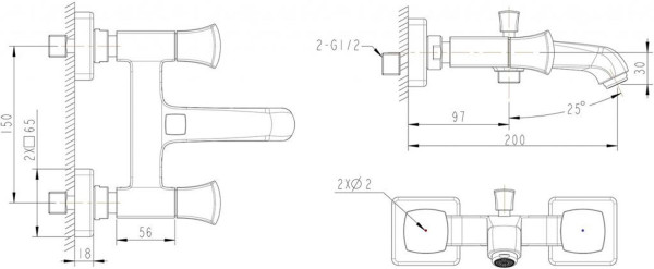 Смеситель для ванны Bravat Whirlpool F678112C-01, хром. Фото 2