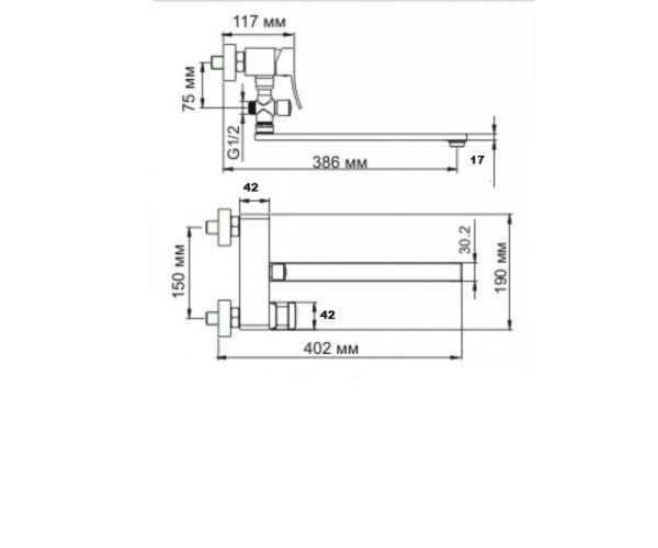 Смеситель для ванны Bronze de Luxe GRANI RT980, хром. Фото 2