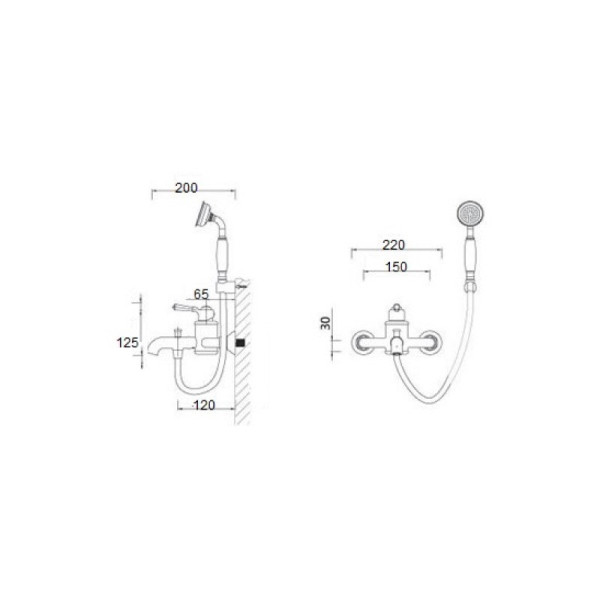 Смеситель для ванны Bronze de Luxe PERSE TB9055-PT, хром. Фото 2