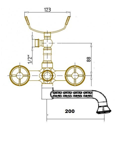 Смеситель для ванны Bronze de Luxe ROYAL 10119P, бронза. Фото 2