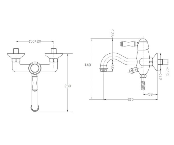 Смеситель для ванны Bronze de Luxe TIFFANY 1904CR, хром. Фото 2