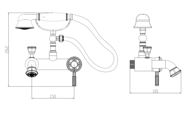 Смеситель для ванны Bronze de Luxe WINDSOR 10419, бронза. Фото 2