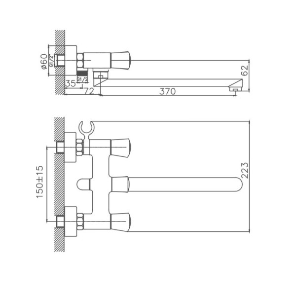 Смеситель для ванны Cron CN20866, хром. Фото 2