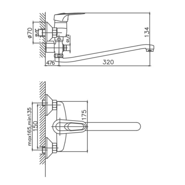 Смеситель для ванны Cron CN2104, хром. Фото 2