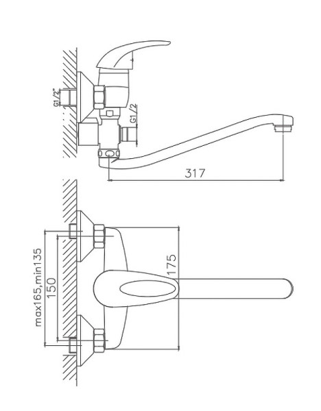 Смеситель для ванны Cron CN2129, хром. Фото 2