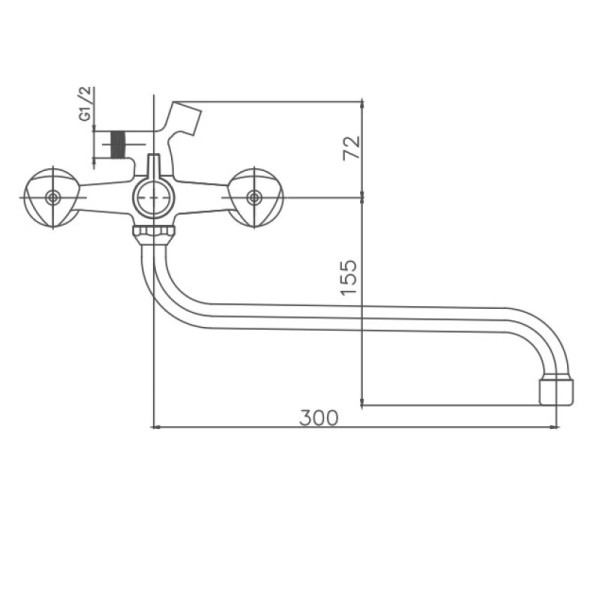 Смеситель для ванны Cron CN2208-2, хром. Фото 2