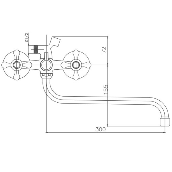 Смеситель для ванны Cron CN2208-8, белый. Фото 2