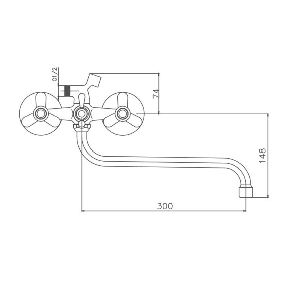 Смеситель для ванны Cron CN2208, хром. Фото 2