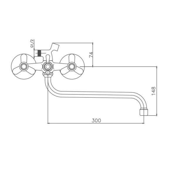 Смеситель для ванны Cron CN2212, хром. Фото 2