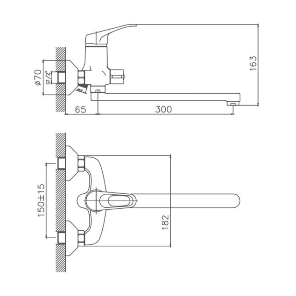 Смеситель для ванны Cron CN2213, хром. Фото 2