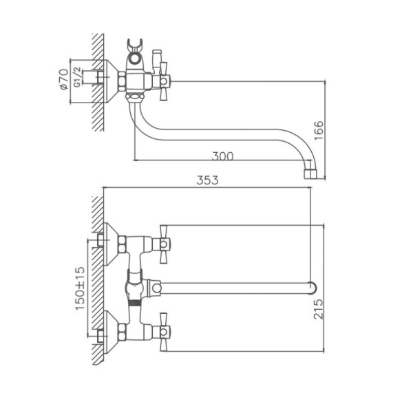Смеситель для ванны Cron CN22142-8, белый. Фото 2