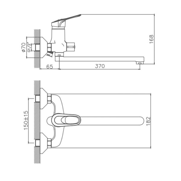 Смеситель для ванны Cron CN2215, хром. Фото 2