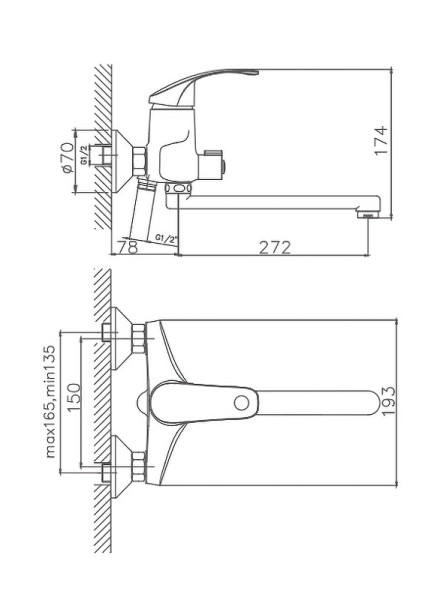 Смеситель для ванны Cron CN2221, хром. Фото 2