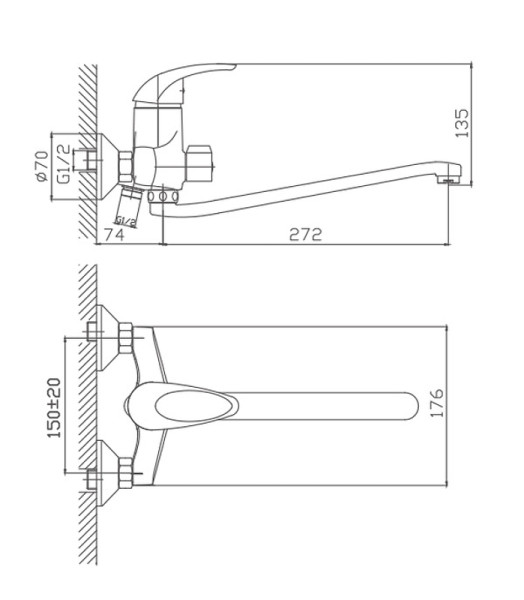 Смеситель для ванны Cron CN2229, хром. Фото 2
