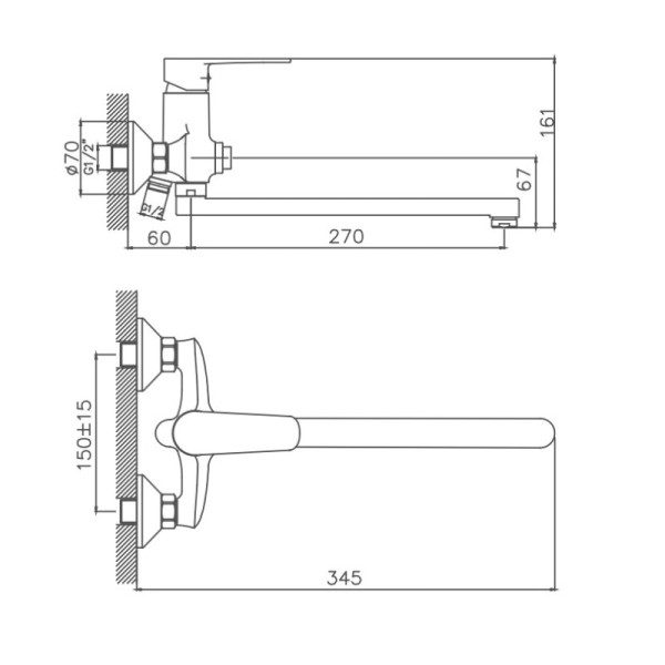 Смеситель для ванны Cron CN22337, хром. Фото 2