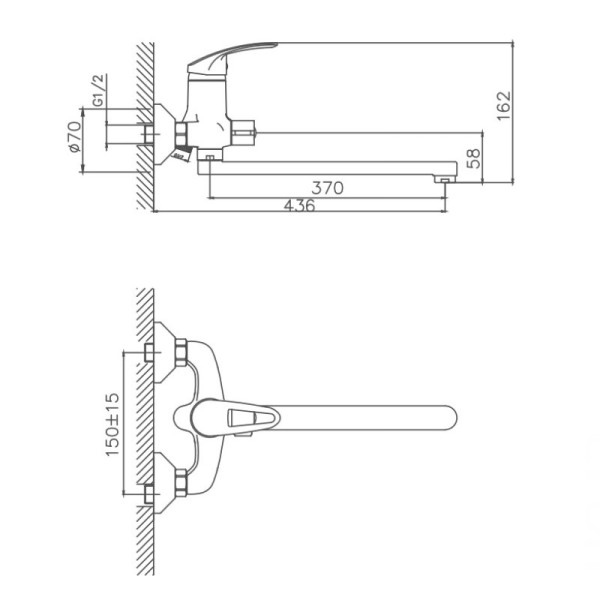 Смеситель для ванны Cron CN2239, хром. Фото 2