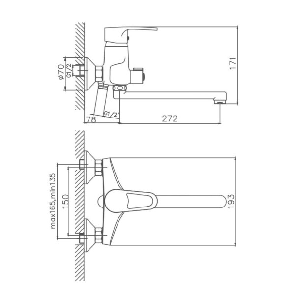 Смеситель для ванны Cron CN2265, хром. Фото 2