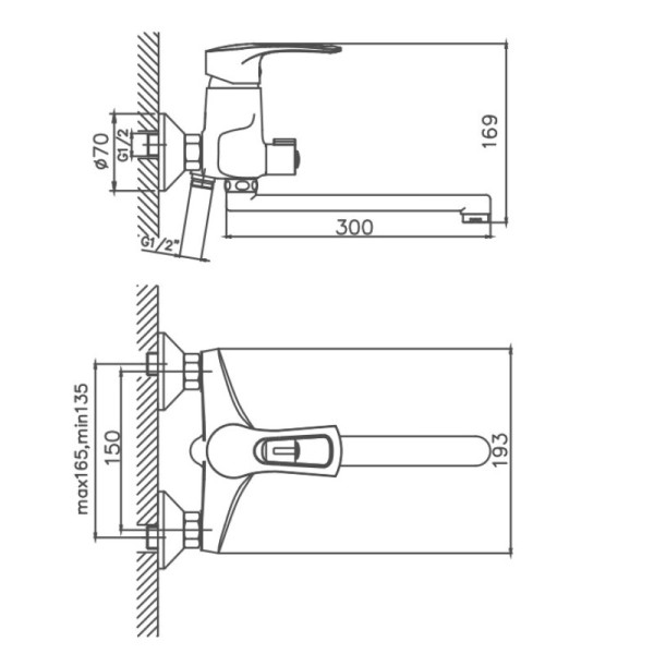 Смеситель для ванны Cron CN2266, хром. Фото 2