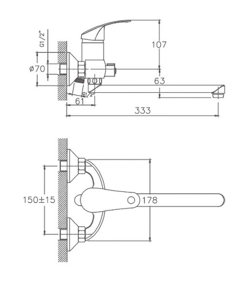 Смеситель для ванны Cron CN2321, хром. Фото 2
