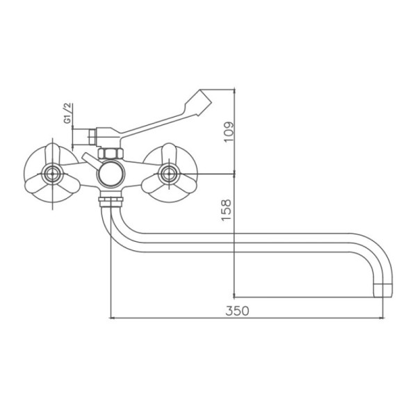 Смеситель для ванны Cron CN2612-2, хром. Фото 2
