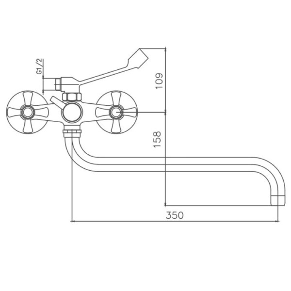 Смеситель для ванны Cron CN2642-2, хром. Фото 2