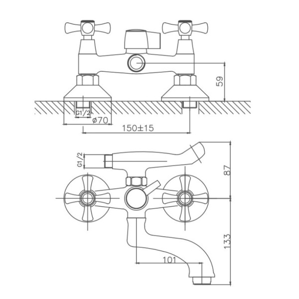 Смеситель для ванны Cron CN3042, хром. Фото 2