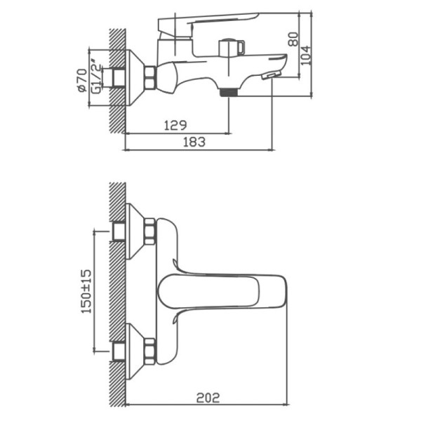 Смеситель для ванны Cron CN60521, хром. Фото 2