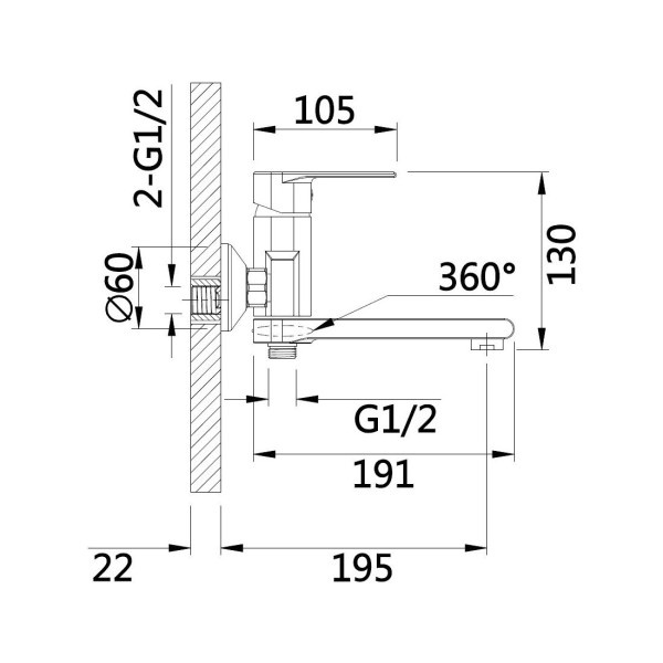 Смеситель для ванны D-Lin D130363-C, белый. Фото 2