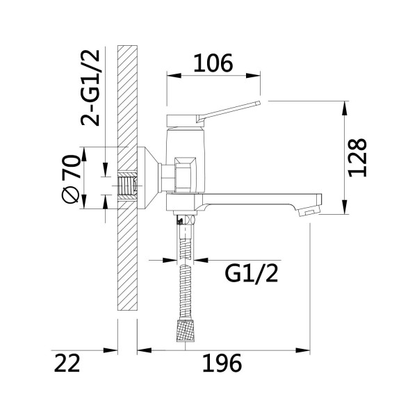 Смеситель для ванны D-Lin D130364-A, черный. Фото 2