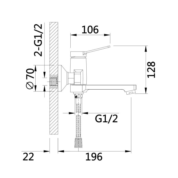 Смеситель для ванны D-Lin D130364, хром. Фото 2