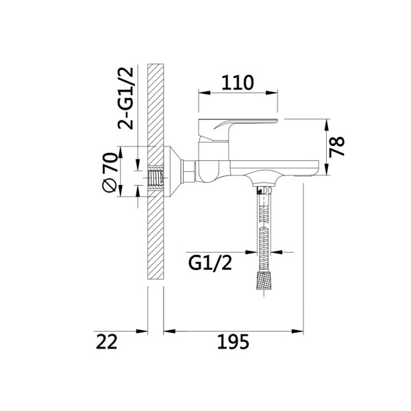 Смеситель для ванны D-Lin D130377, хром. Фото 2