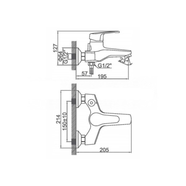 Смеситель для ванны D-Lin D130404-6, хром. Фото 2