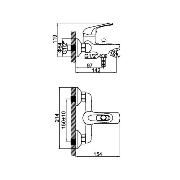 Смеситель для ванны D-Lin D130409, хром. Фото 2