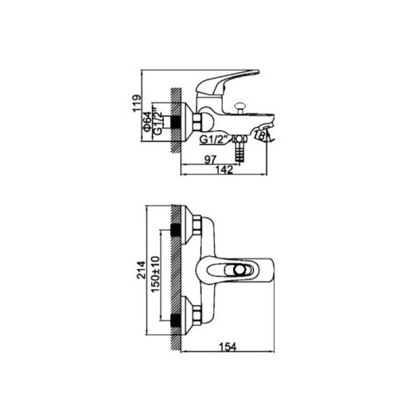 Смеситель для ванны D-Lin D130410, хром. Фото 2