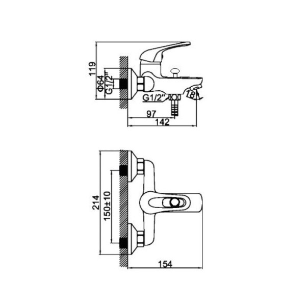 Смеситель для ванны D-Lin D130411, хром. Фото 2