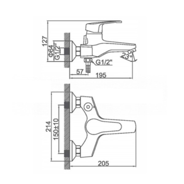 Смеситель для ванны D-Lin D130422-6, хром. Фото 2
