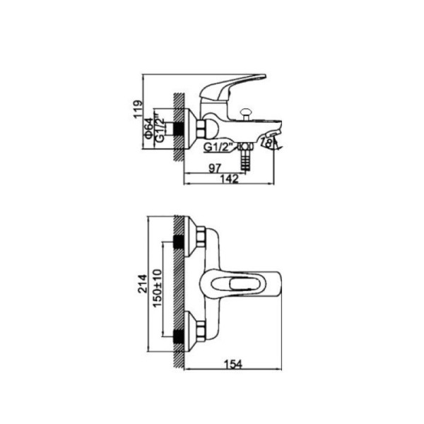 Смеситель для ванны D-Lin D130628, хром. Фото 2