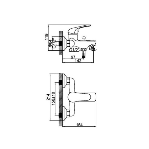 Смеситель для ванны D-Lin D130629, хром. Фото 2