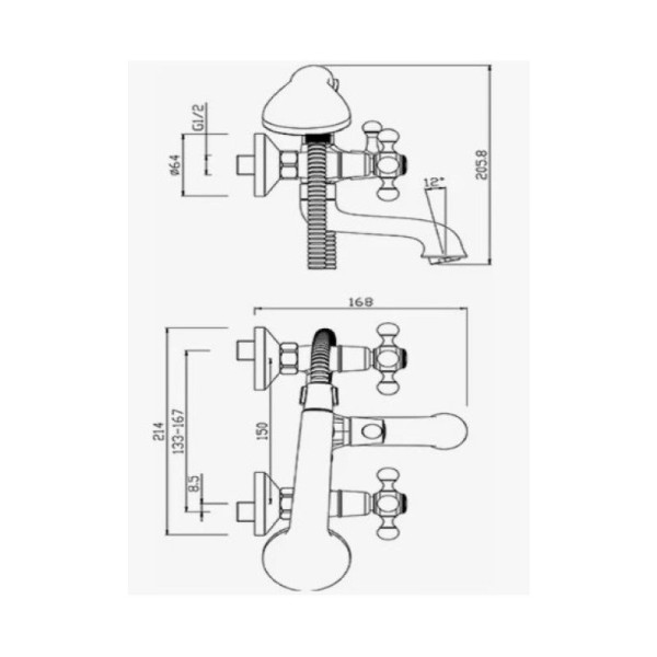 Смеситель для ванны D-Lin D130806, хром. Фото 2