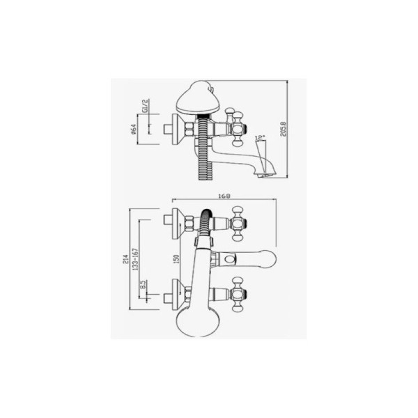 Смеситель для ванны D-Lin D130807, хром. Фото 2