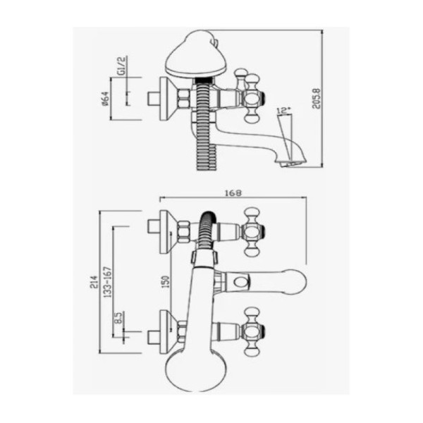 Смеситель для ванны D-Lin D130810, хром. Фото 2